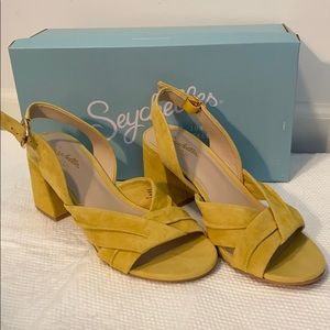 Seychelles The Long Haul Yellow Suede Heel Sandals